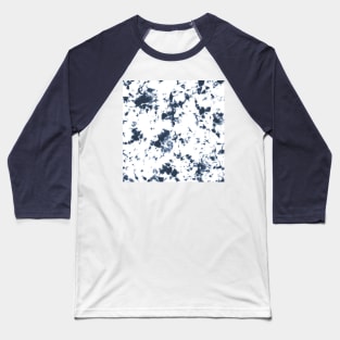 Navy blue and white Storm - Tie-Dye Shibori Texture Baseball T-Shirt